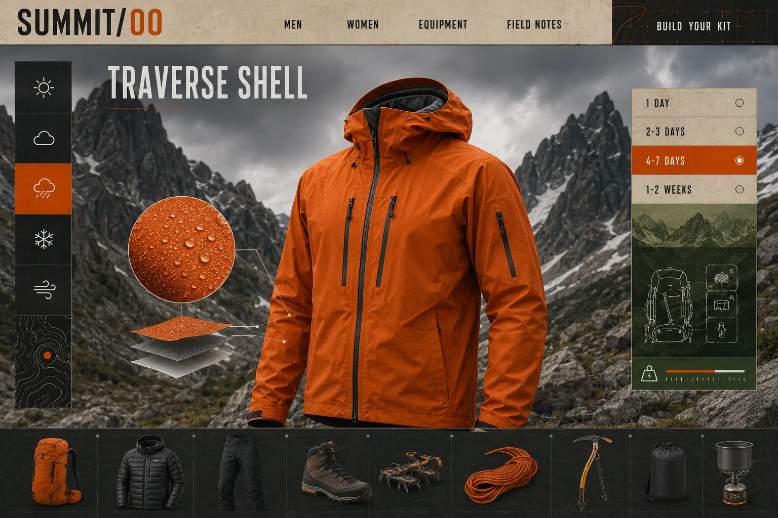 SUMMIT/00 — Outdoor Equipment ই-কমার্স কনসেপ্ট