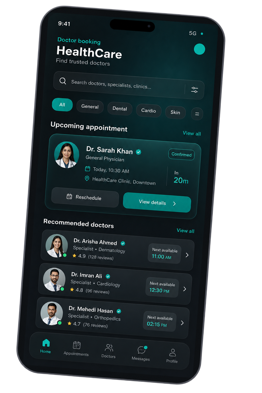 Doctor booking mobile app concept